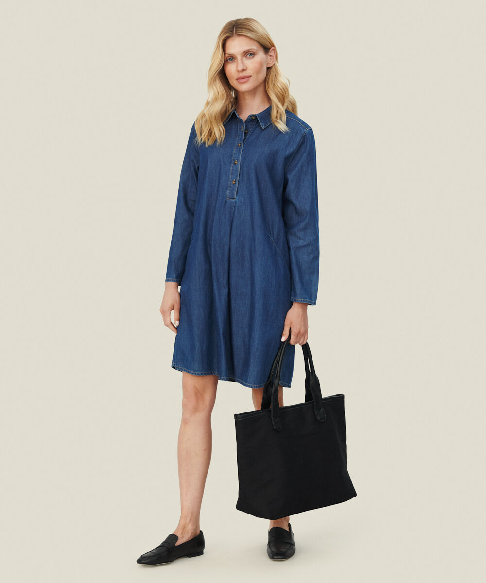NALFA SHIRT DRESS, D Basic Denim
