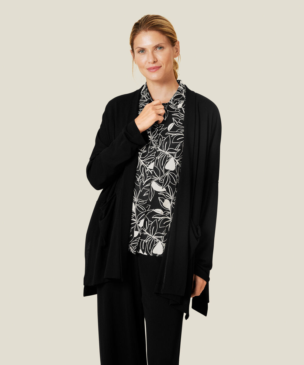 Black jersey cardigan top