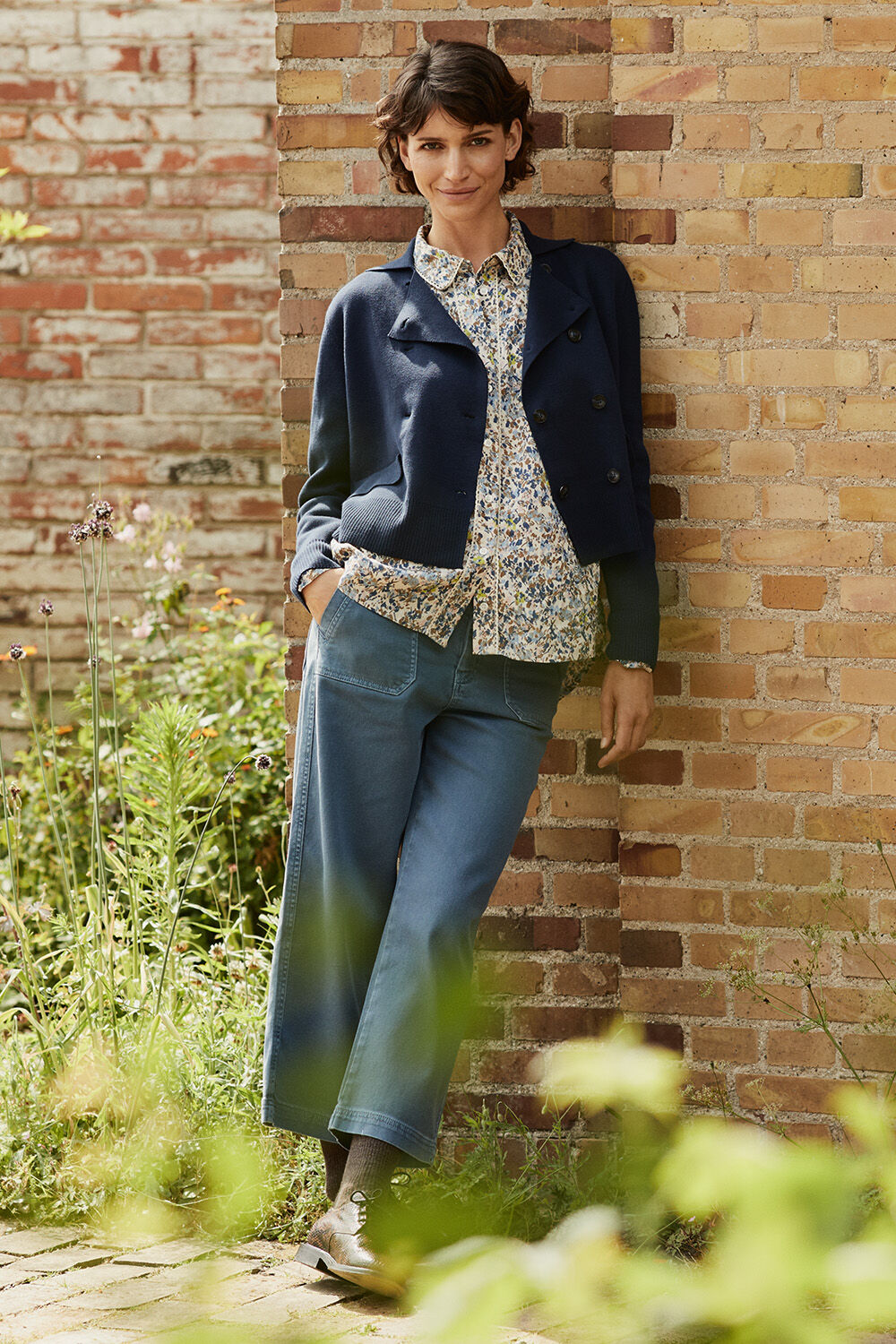 Lugine Cardigan - Navy Blazer, Ithyria Shirt - Placid Blue, Palisse Denim Trousers - Ensign Blue