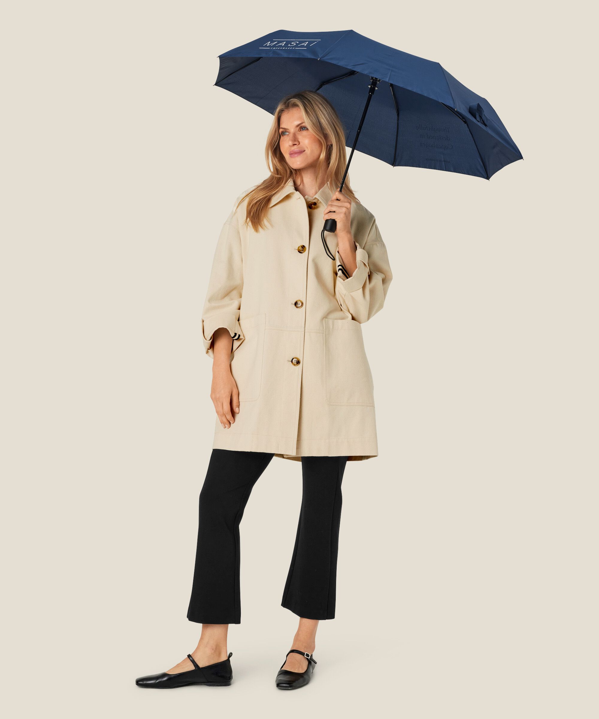 Folding umbrella with logo, Navy