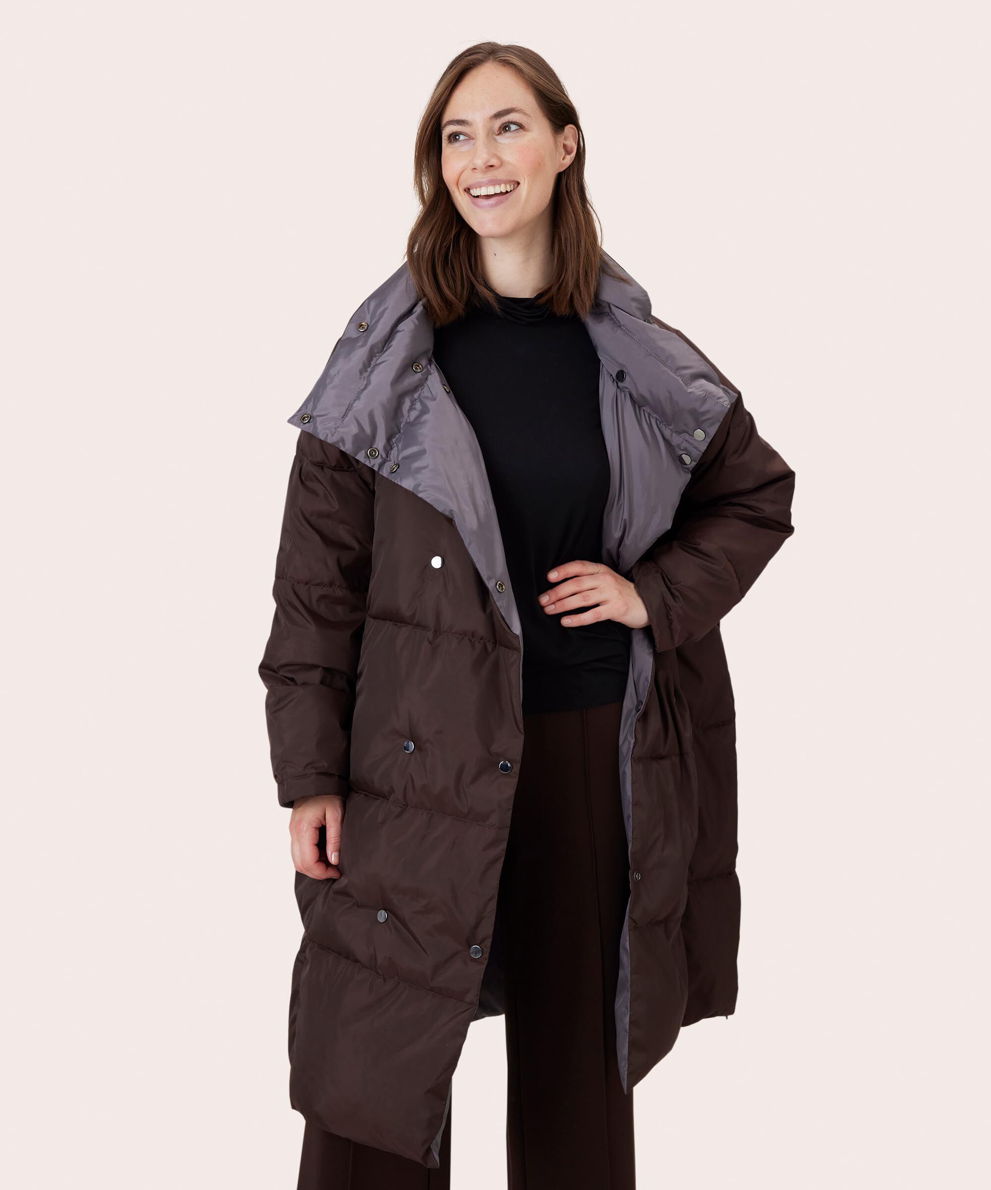 Tusna Down Coat, Volcan/Coffe