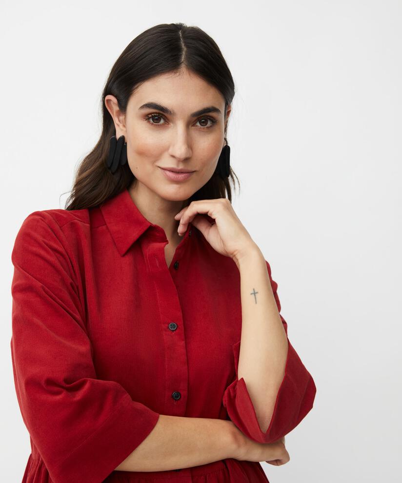 Nynisla Shirt Dress, Red Dahlia