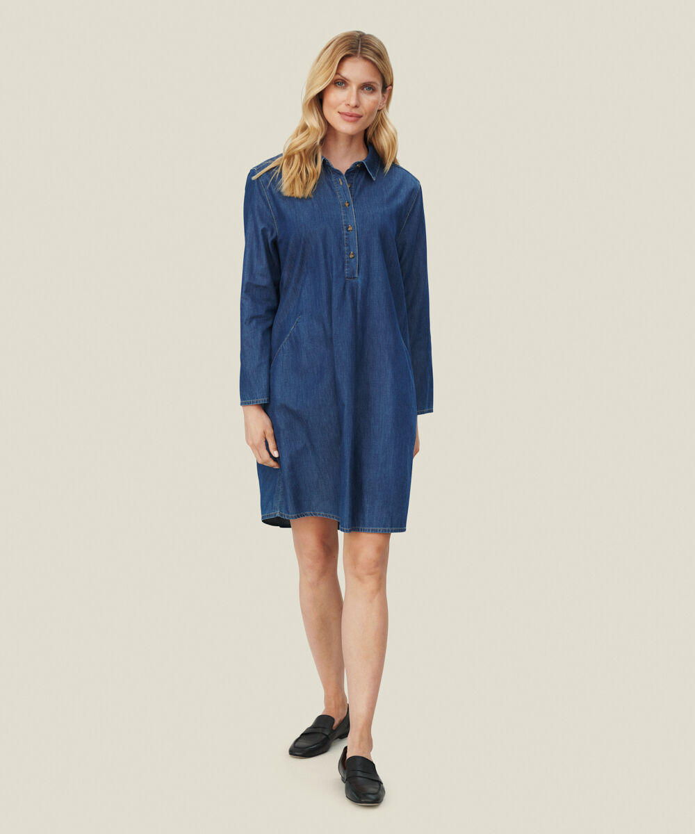 NALFA SHIRT DRESS, D Basic Denim