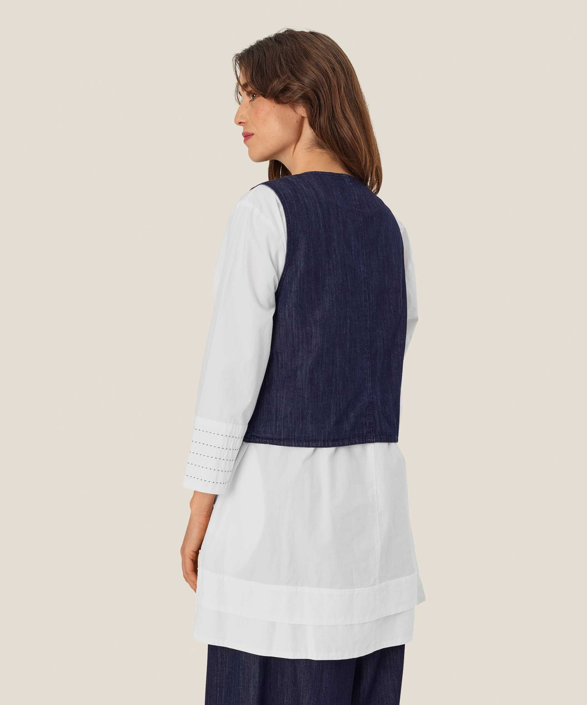 Julesa Denim Waistcoat, Dark Denim