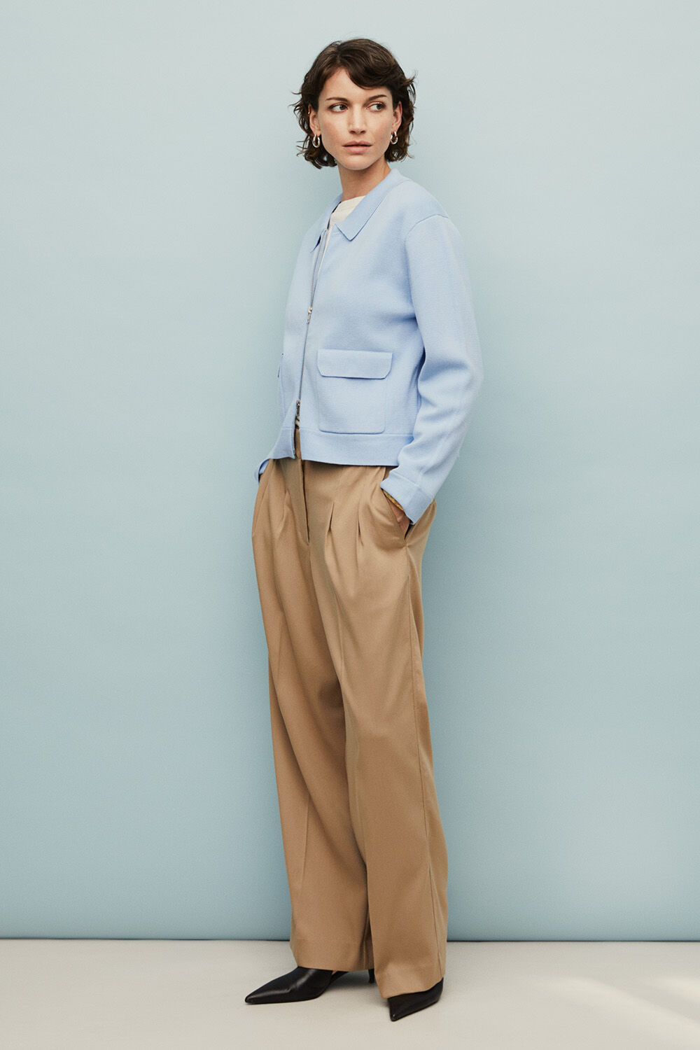 Lygana Cardigan - Placid Blue, Renitha Earring - Silver, Padvati Trousers - Petrified Oak