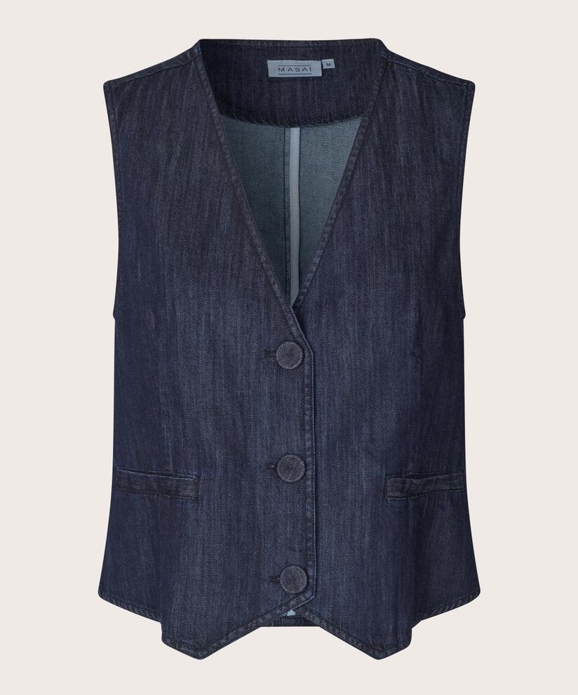Julesa Denim Waistcoat, Dark Denim