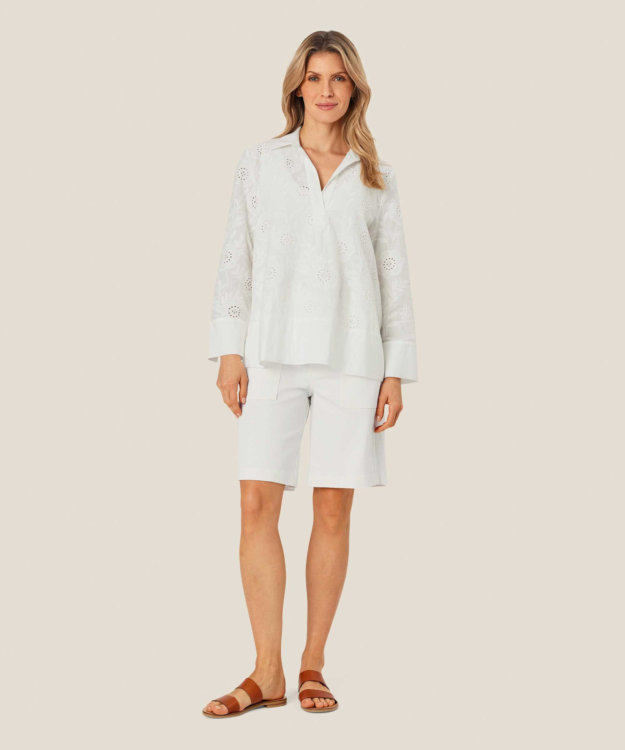 Pravaia Denim Shorts, White