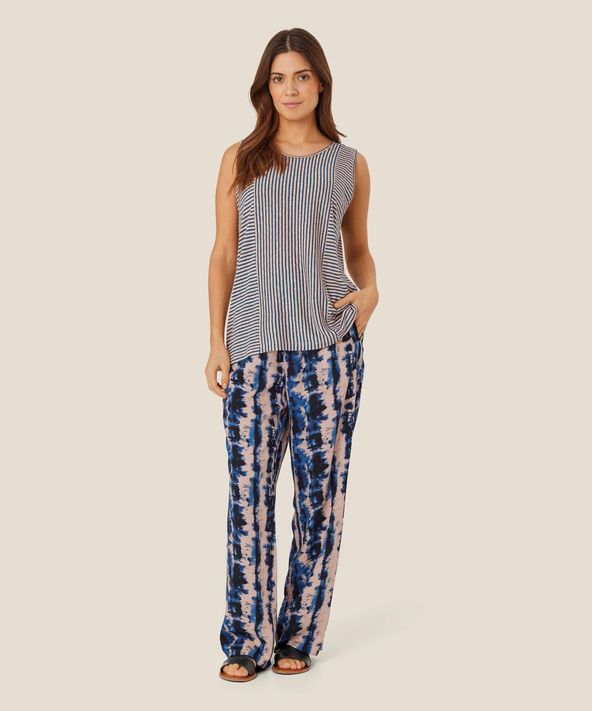 Peonos Trousers, Navy Peony