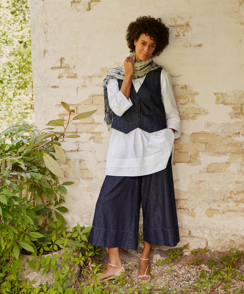 Julesa Denim Waistcoat, Dark Denim