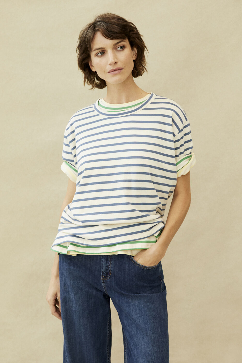 Doreann Jersey Top - Ensign Blue, Doreann Jersey Top - Mint Green, Doreann Jersey Top - Lemonade, Pomla Denim Trousers - Medium Denim