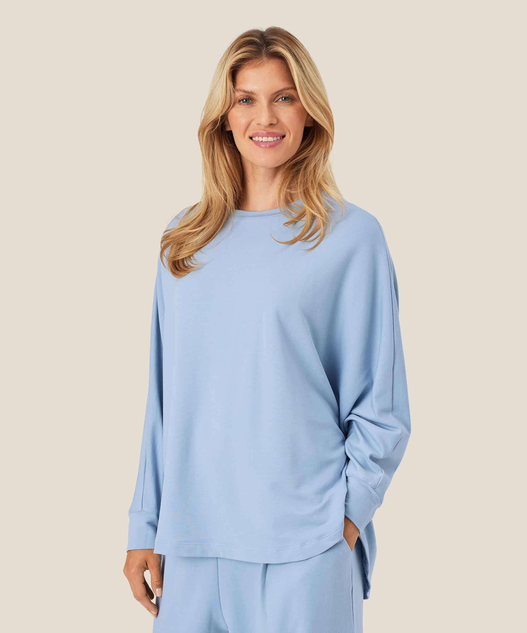 Dema Jersey Top, Blue Fog