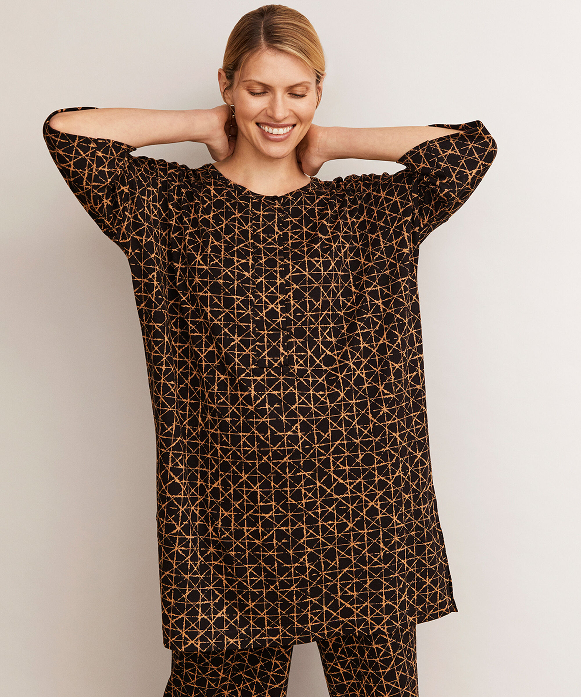 GRY JERSEY TUNIC, Tobacco Brown