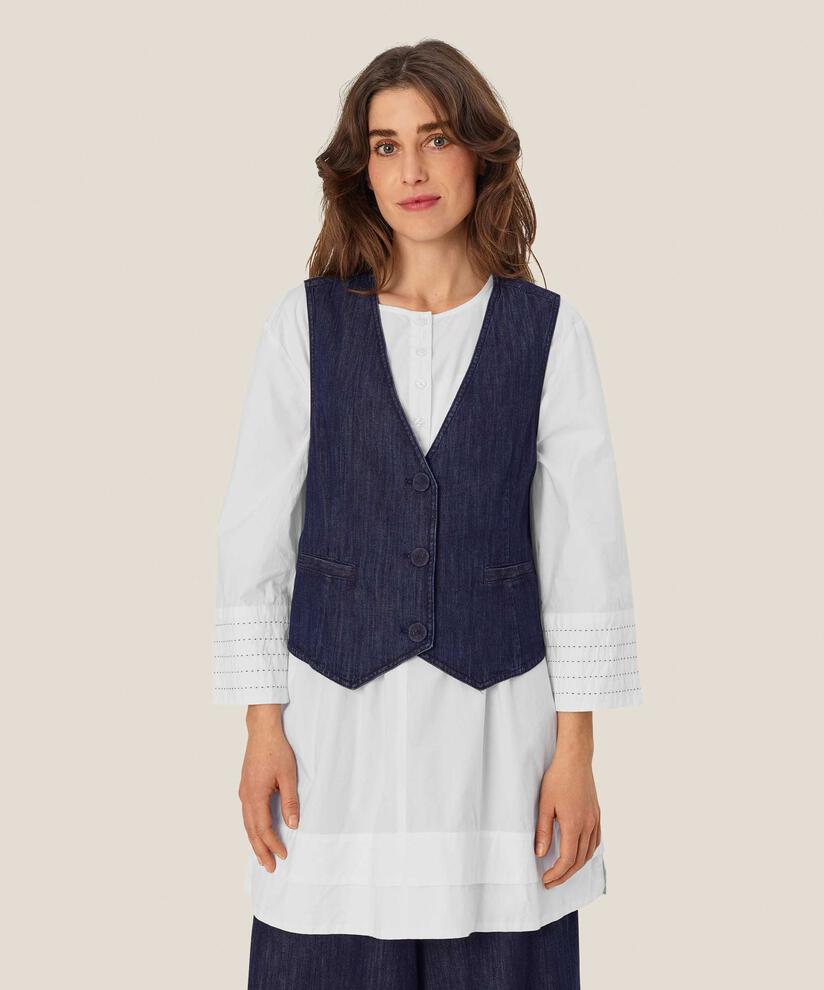 Julesa Denim Waistcoat, Dark Denim
